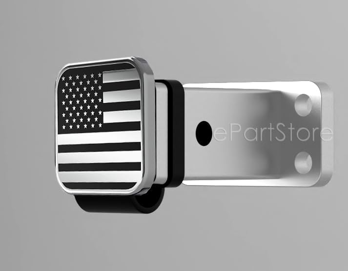 eVerHITCH 2 Inch Universal Flag Tow Hitch Covers, American Flag Trailer Hitch Cover Tube Plug Insert, Car Exterior Accessories, Receiver Tube Hitch Plug (Chrome and Black, Fits 2" Receiver) - Image 4
